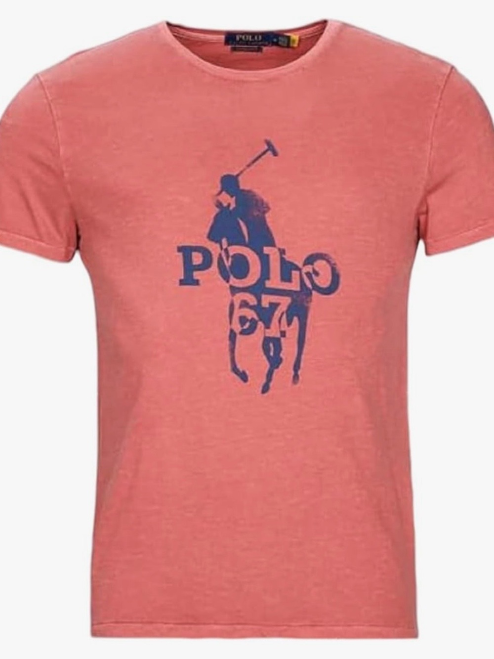 Polo Ralph Lauren 67 Classic Fit Big Pony Graphic Tee Shirt Pink Navy Men's Xl
